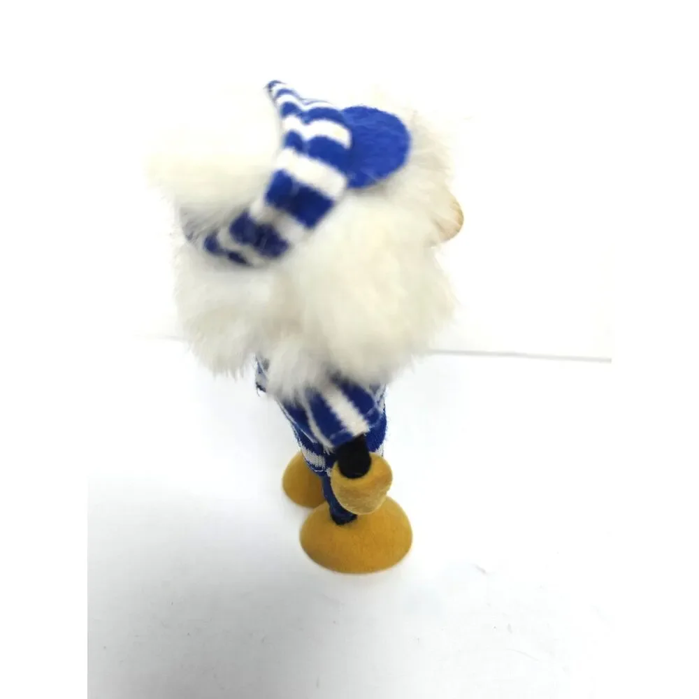 Vintage NICO Flocked Bird Hard Molded Figure Blue Striped Shirt Hat 4